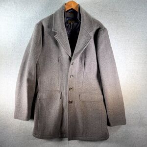 Tre Vero Wool Coat Men's XL Gray Inner Placket Front Notch Lapel Single Breasted